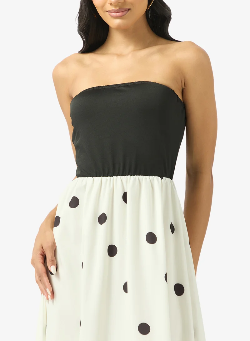 Ginger Bandeau Polka Dot A Line Dress